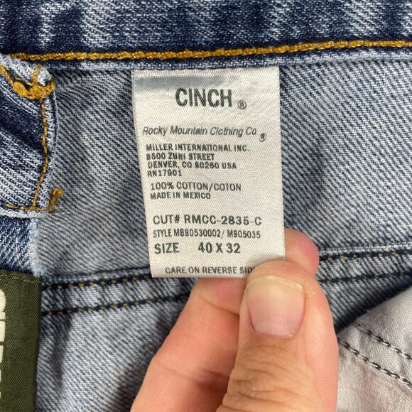 Cinch Green Label Relaxed Fit Jeans Men's 40X32 Blue Denim Tapered Fit Western - Picture 5 of 10